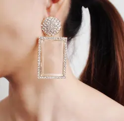 گوشواره مستطیلی نگین دار طرح زارا