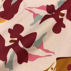 پارچه کرپ بوگاتی طرح آبرنگی رنگ سرخابی کد 959