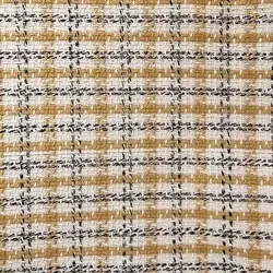 پارچه بافت شانل چهارخانه رنگ خردلی کد 1365