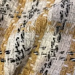 پارچه بافت شانل چهارخانه رنگ خردلی کد 1365