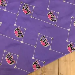 پارچه تافته سوزن دوزی طرح فیل رنگ بنفش کد 2601