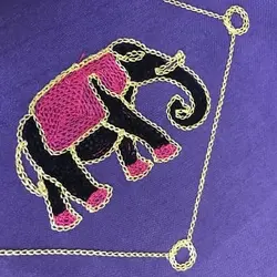 پارچه تافته سوزن دوزی طرح فیل رنگ بنفش کد 2601