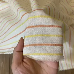 پارچه لنین نچرال راه راه کرم کد 2811