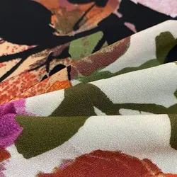 پارچه کرپ حریر آبرنگی طرح گل کد 904