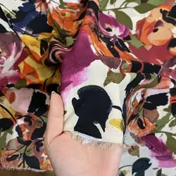 پارچه کرپ حریر آبرنگی طرح گل کد 904