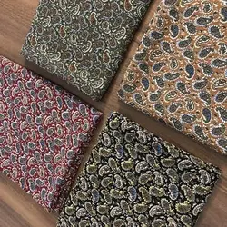 پارچه کرپ حریر اندونزی طرح ترنج رنگ قهوه ای کد 915