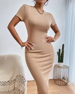 پیراهن یقه گرد ساده کد 463