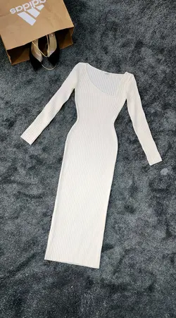 پیراهن آستین بلند شیری کد 519