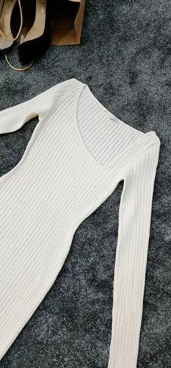 پیراهن آستین بلند شیری کد 519