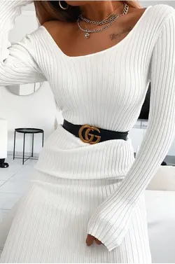 پیراهن آستین بلند شیری کد 519