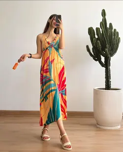 پیراهن ساحلی رنگی کد 523