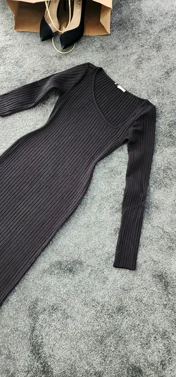 پیراهن آستین بلند مشکی کد 520