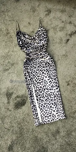 پیراهن مخمل پلنگی سفید مشکی کد 607