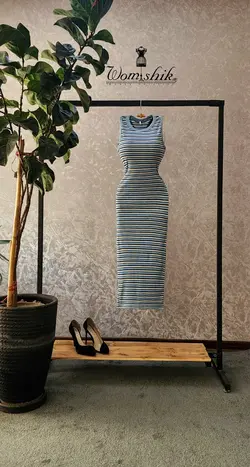 پیراهن راه راه آبی کد 622