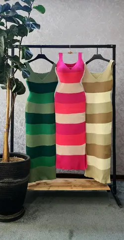 پیراهن کشبافت رنگین کمان کد 682