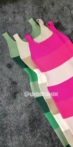 پیراهن کشبافت رنگین کمان کد 682