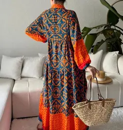 پیراهن ساحلی نارنجی کد 681