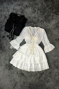 پیراهن خامه دوزی آستین بلند کد 698