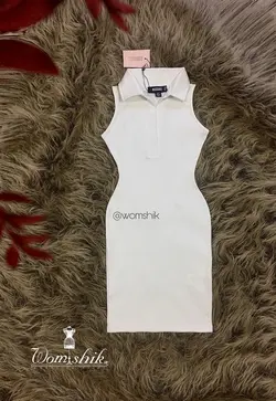 پیراهن کوتاه یقه دار سفید / MISSGUIDED کد 168