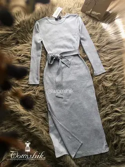 پیراهن ماکسی چاک دار طوسی / MISSGUIDED کد146