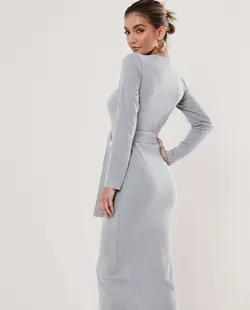 پیراهن ماکسی چاک دار طوسی / MISSGUIDED کد146