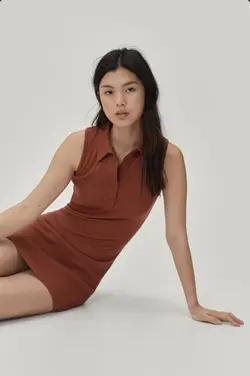 پیراهن سه دکمه آجری NASTY GAL کد 278