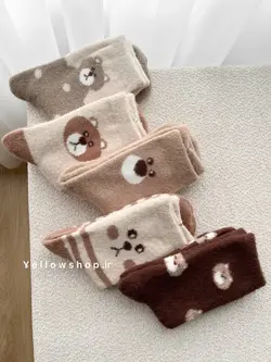 جوراب ساقدار پشمی تم کرم تدی کد 33090