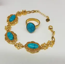 ست دستبند و انگشتر فیروزه ای ۴۱۱۳۵۱