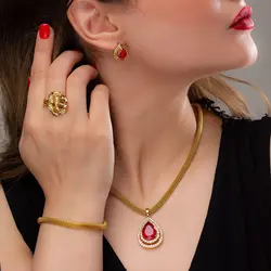 ست کامل عقیق با زنجیر بافته 411289