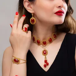 ست کامل عقیق طوق با زنجیر ۴۱۱۲۶۸