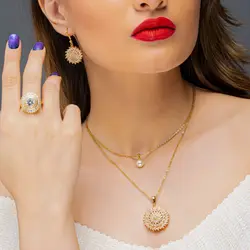 نیم ست دوبل نگین دار طرح جواهر ۴۱۱۲۶۱