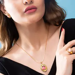 نیم ست نگین صورتی کد ۴۱۱۱۷۰