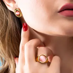 نیم ست نگین صورتی کد ۴۱۱۱۷۰