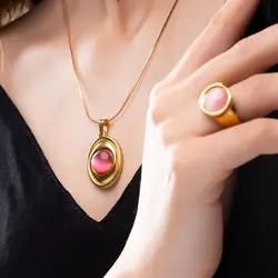 نیم ست نگین صورتی کد ۴۱۱۱۷۰