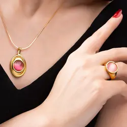 نیم ست نگین صورتی کد ۴۱۱۱۷۰