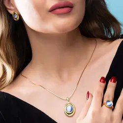 نیم ست نگین آبی کد ۴۱۱۱۶۹