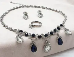 سرویس کامل نگین دار سرمه ای کد ۴۰۹۸۰