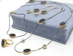 ست کامل مشکی و نگین مکعبی