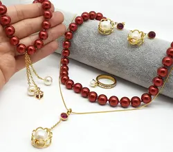 ست کامل مروارید عنابی