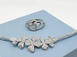 ست دستبند و انگشترگل و قلب