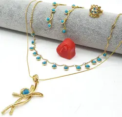 ست کامل طلایی نگین فیروزه ای