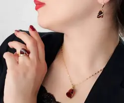 ست نگین سنگی قرمز اتریشی