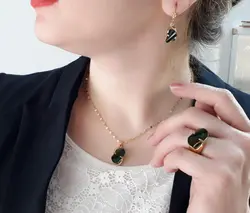 ست نگین سنگی سبز اتریشی