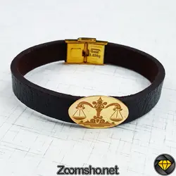 دستبند چرم نماد ماه مهر (ترازو)