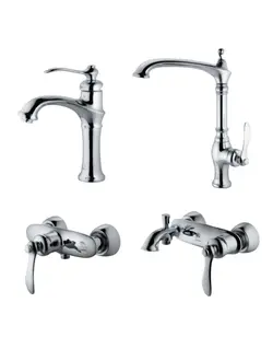 ست چهار تکه شیرآلات درخشان مدل لوتوس