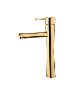 شیر روشویی پایه بلند درخشان مدل فلاور طلایی