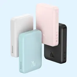 پاوربانک 20 وات مگسیف دار 10000mAh بیسوس Baseus Magnetic Mini Powerbank PPCX070002 with MagSafe 20W 10000mAh
