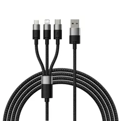 کابل شارژ و انتقال دیتا 3.5 آمپر 1.2 متر سه سر بیسوس Baseus StarSpeed cable 3in1 usb to micro USB  Lightning  USB C 3.5A CAXS000001