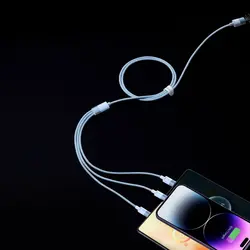 کابل شارژ و انتقال دیتا 3.5 آمپر 1.2 متر سه سر بیسوس Baseus StarSpeed cable 3in1 usb to micro USB  Lightning  USB C 3.5A CAXS000001