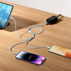 کابل شارژ و انتقال دیتا 3.5 آمپر 1.2 متر سه سر بیسوس Baseus StarSpeed cable 3in1 usb to micro USB  Lightning  USB C 3.5A CAXS000001